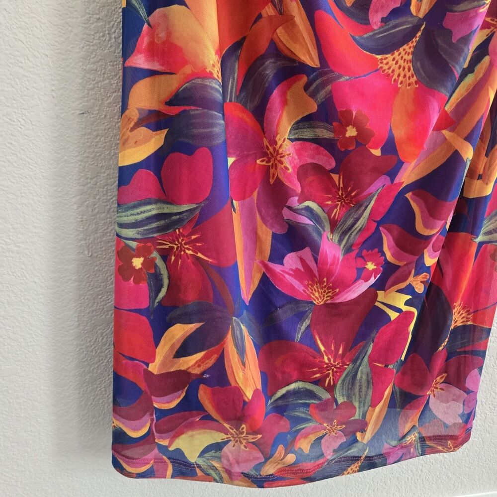 Farm Rio Anthropologie Super Stretchy Lined NWT Bright FloralLong Dress Size XL - Picture 6 of 16